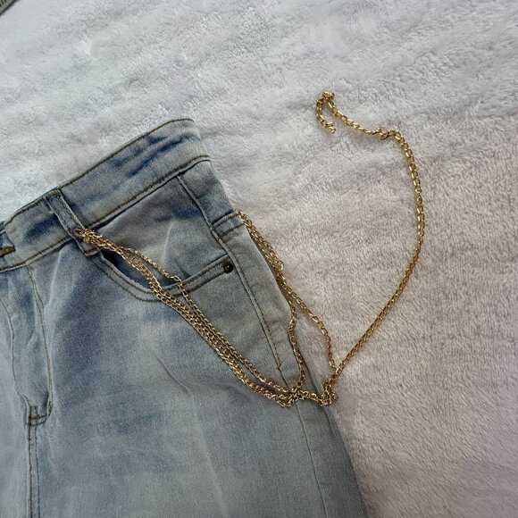 Jeans Womens Size XXL Blue Skinny Slim Fit High-Rise Ripped Chain Denim Stretch - Picture 4 of 10